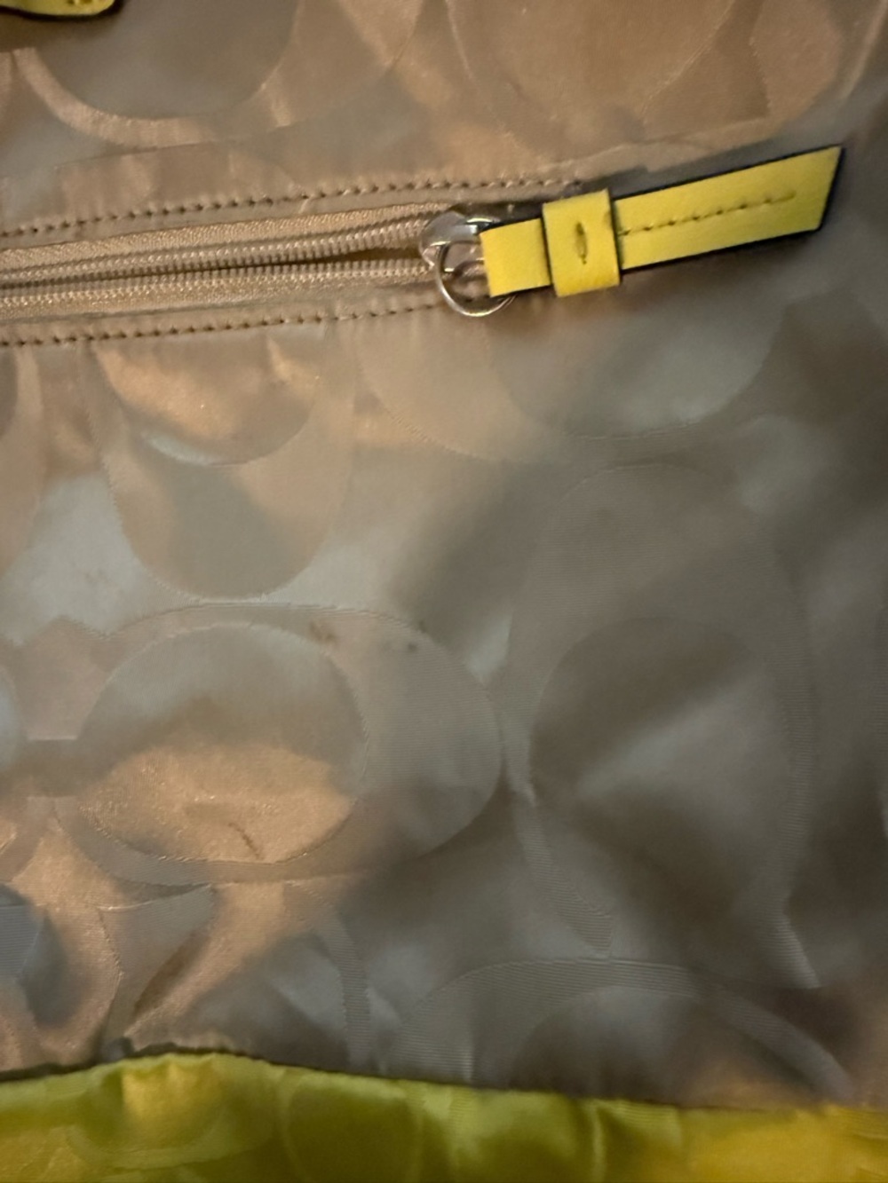 Coach Silver and Yellow Signature Drawstring Tote - Picture 5 of 5
